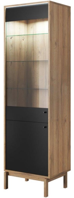 Βιτρίνα Σαλονιού Μοντέρνα - Timber-Φυσικό - Μαύρο-από αριστερά