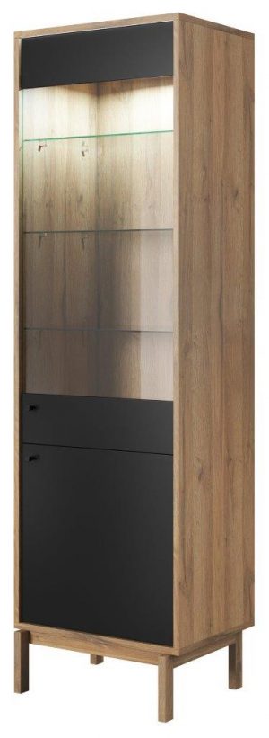 Βιτρίνα Σαλονιού Μοντέρνα - Timber-Φυσικό - Μαύρο-από δεξιά