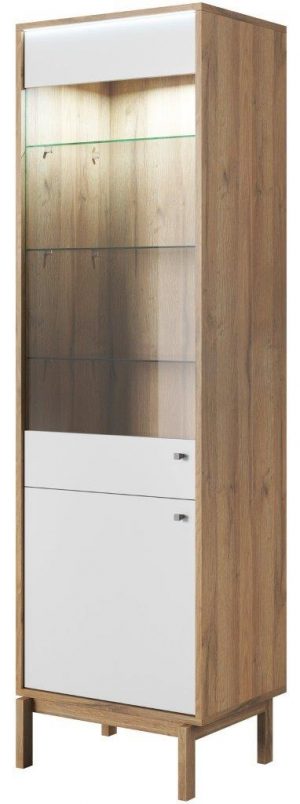 Βιτρίνα Σαλονιού Μοντέρνα - Timber-Φυσικό - Λευκή-από αριστερά
