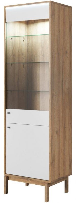 Βιτρίνα Σαλονιού Μοντέρνα - Timber-Φυσικό - Λευκή-από δεξιά