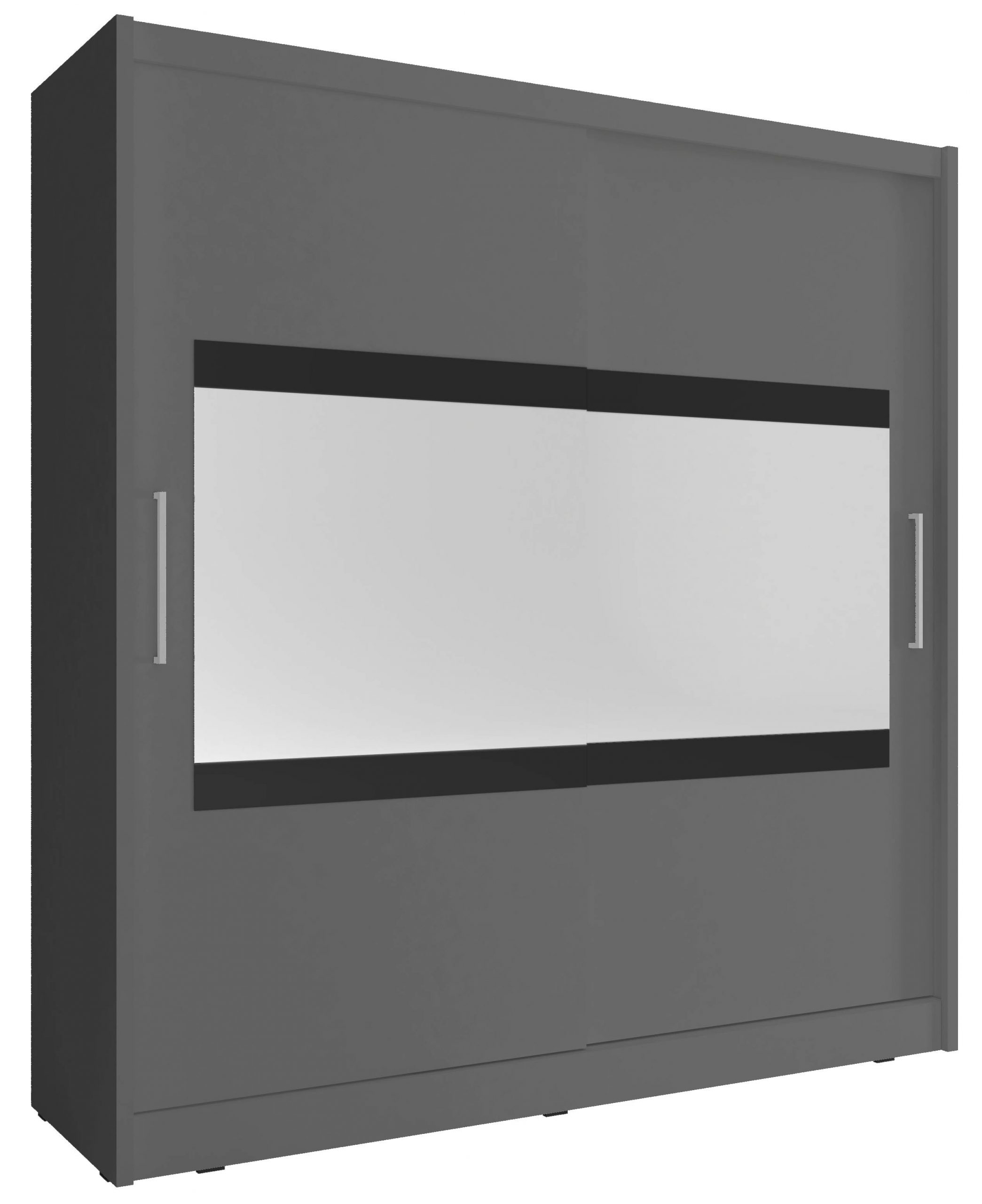 Ντουλάπα Συρόμενη με Καθρέπτη Mallory -180 x 62 x 200 εκ.-Γκρι